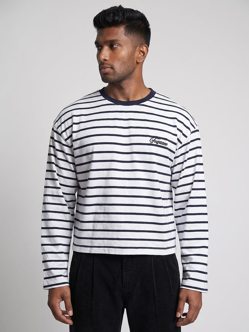 Sailor Striped Longsleeve Cropped Tshirt T-Shirts Fugazee 