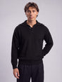 Black Heavy Knit Polo Sweater Sweaters Fugazee 