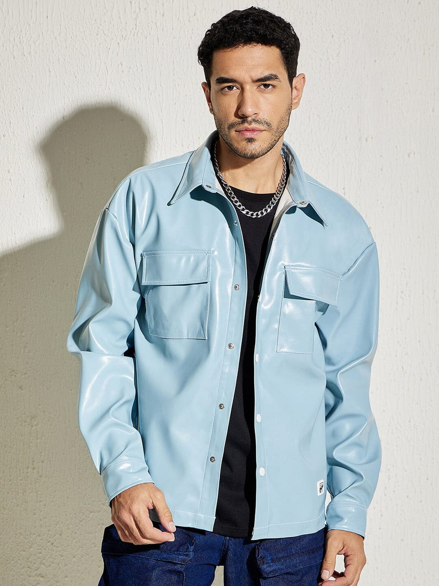 Ice Blue Pu Overshirt Shirts Fugazee 