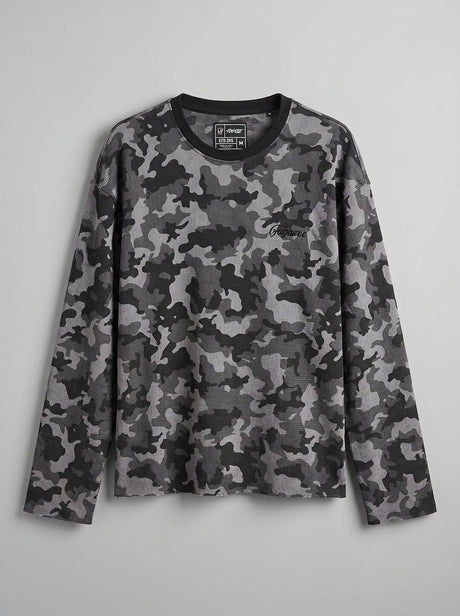 Grey Camo Waffle Longsleeve Tshirt T-Shirts Fugazee 