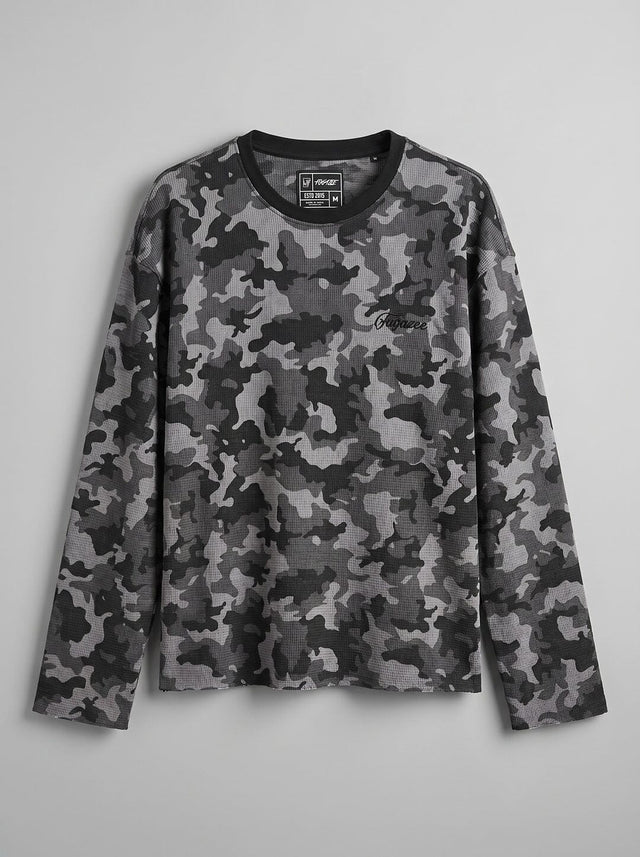 Grey Camo Waffle Longsleeve Tshirt T-Shirts Fugazee 
