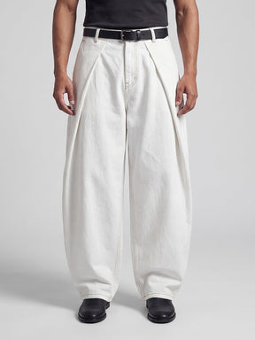 White washed Pleated Denim Jeans Fugazee 