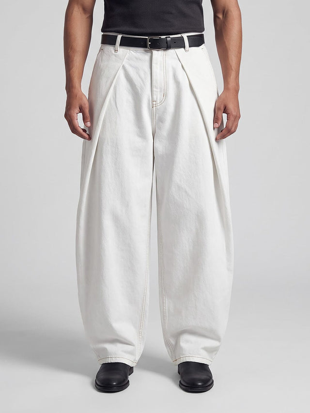 White washed Pleated Denim Jeans Fugazee 