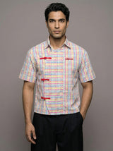Technicolour Striped Seersucker Cropped Shirt Shirts Fugazee 