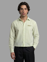 Lime Striped Seersucker Cropped Shirt Shirts Fugazee 