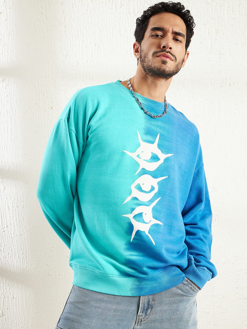 Blue Ombre Oversized Sweatshirt Sweatshirts Fugazee 