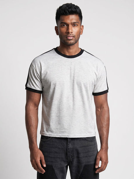 Grey Melange Taped Ringer Tshirt T-Shirts Fugazee 