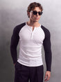 Monochrome Raglan Ribbed Henley Tshirt T-Shirts Fugazee 