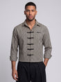 Black Checkered Frog Knot Buttoned Cropped Shirt Shirts Fugazee 