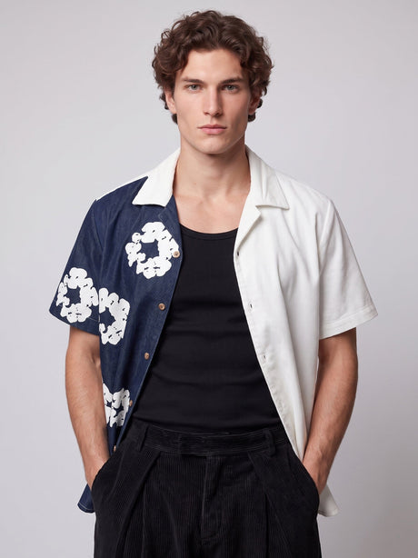 Floral Split Corduroy Denim Shirt Shirts Fugazee 