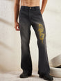 Black Dragon Embroidery Flared Denim Jeans Fugazee 