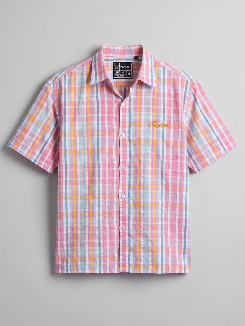 Confetti Checkered Seersucker Cropped Shirt Shirts Fugazee 