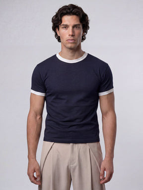 Navy Cropped Ringer Tshirt T-Shirts Fugazee 