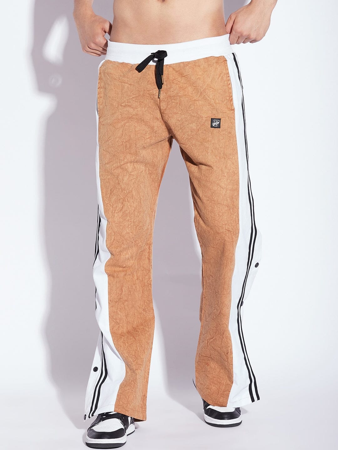 FUGAZEE Men's Brown Flared Contrast Stitch Cargo Trackpants : Amazon.in:  Clothing & Accessories