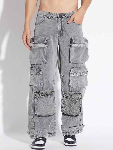 Stone Washed Baggy Cargo Pants Trousers Fugazee 