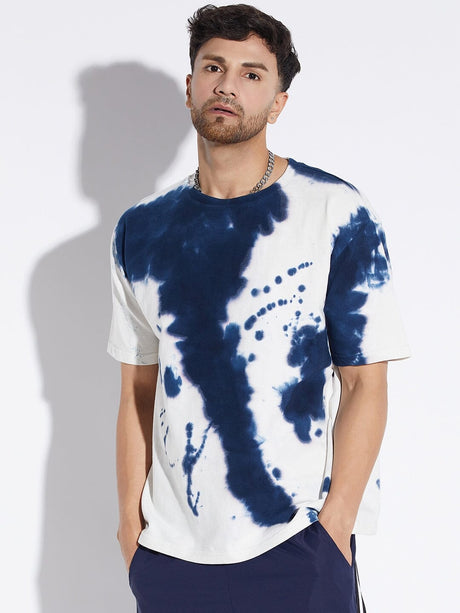 White Abstract Dyed Oversized Tee T-shirts Fugazee 