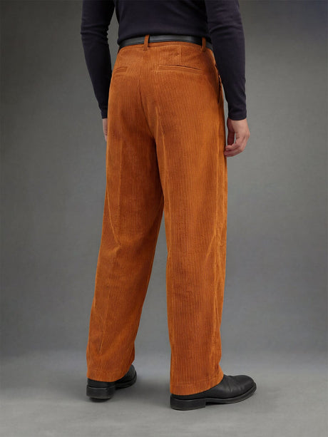 Mustard Orange Pleated Corduroy Korean Pants Trousers Fugazee 