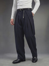 Midnight Blue Pleated Korean Trousers Trousers Fugazee 