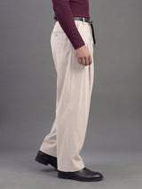 Cream Korean Pleated Trousers Trousers Fugazee 
