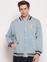 Blue Denim Varsity Jacket Jackets Fugazee 