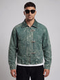Green Grunge Fireman Clasp Denim Jacket Jackets Fugazee 
