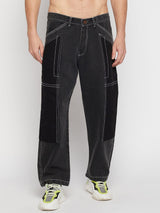 Grey Contrast Stitched Double Panel Jeans Jeans Fugazee 