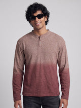 Brown Melange Ombré Relaxed Henley Tshirt T-Shirts Fugazee 