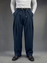 Navy Pleated Korean Trousers Trousers Fugazee 