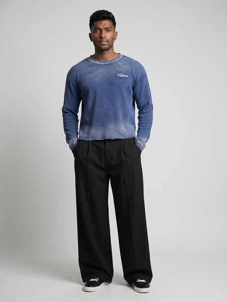 Blue Storm Dyed Waffle Longsleeves Tshirt T-Shirts Fugazee 
