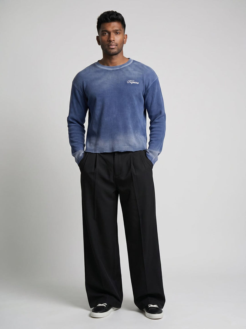Blue Storm Dyed Waffle Longsleeves Tshirt T-Shirts Fugazee 