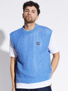 Sky Blue See Through Knitted Vest Sweater
