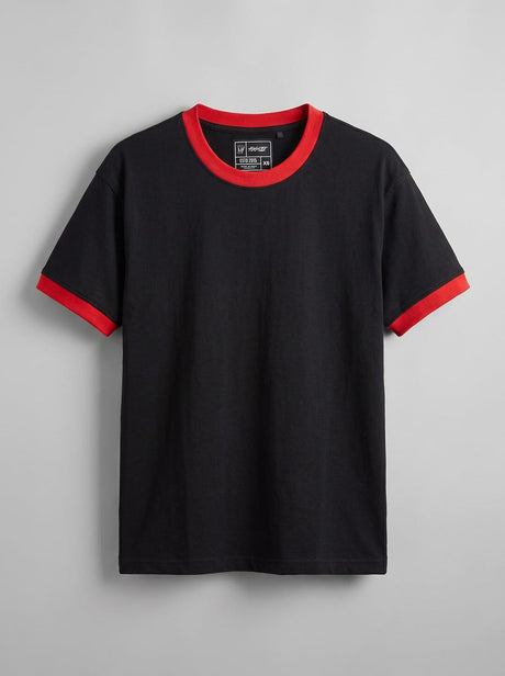 Black Cropped Ringer Tshirt T-Shirts Fugazee 