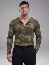 Camo Waffle Henley Longsleeves Tshirt T-Shirts Fugazee 