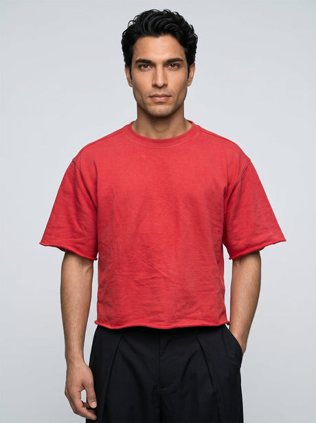 Hibiscus Red Washed Boxy Oversized Tshirt T-Shirts Fugazee 