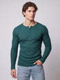 Bottle Green Ribbed Henley Tshirt T-Shirts Fugazee 