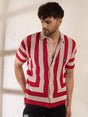 Red Striped Crochet Knitted Shirt Shirts Fugazee 