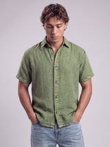 Green Dyed Acid Wash Linen Shirt Shirts Fugazee 