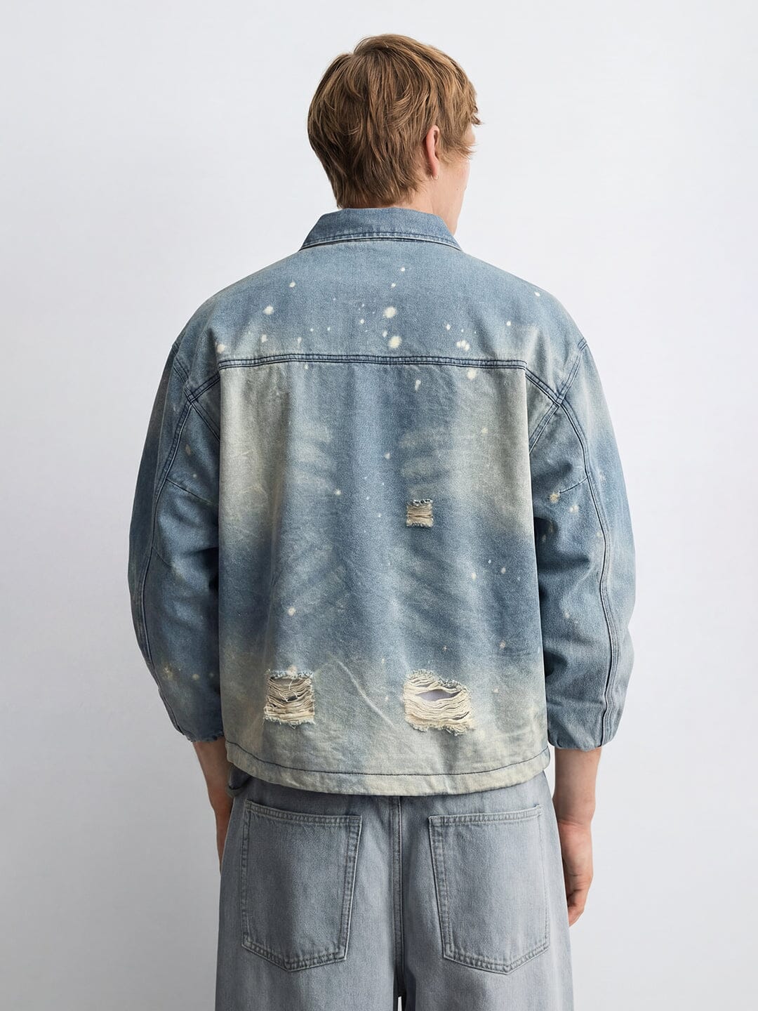 Grey Denim Embroidered Harrington Jacket | Buy Men Jacket