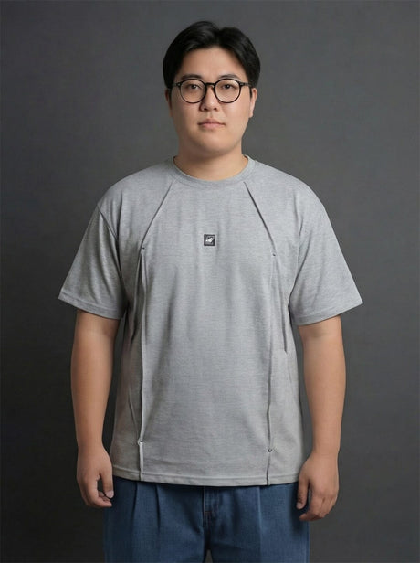 Grey Faux Flat Look Cut and Sew T-shirt T-Shirts Fugazee 
