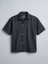 Black Fireman Clasp Boxy Denim Shirt Shirts Fugazee 
