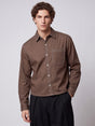 Brown Contrast Stitch Cropped Shirt Shirts Fugazee 
