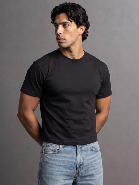 Black Solid Cropped Tshirt T-Shirts Fugazee 
