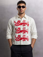 Ecru Lions Graphic Cropped Corduroy Shirt Shirts Fugazee 
