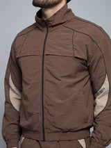 Brown And Beige Cut And Sew Jacket Jackets Fugazee 