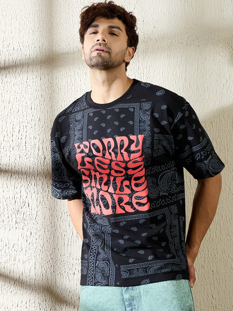 Black Paisley Oversized Tshirt T-shirts Fugazee 