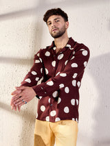 Maroon Polka Cuban Shirt Shirts Fugazee 