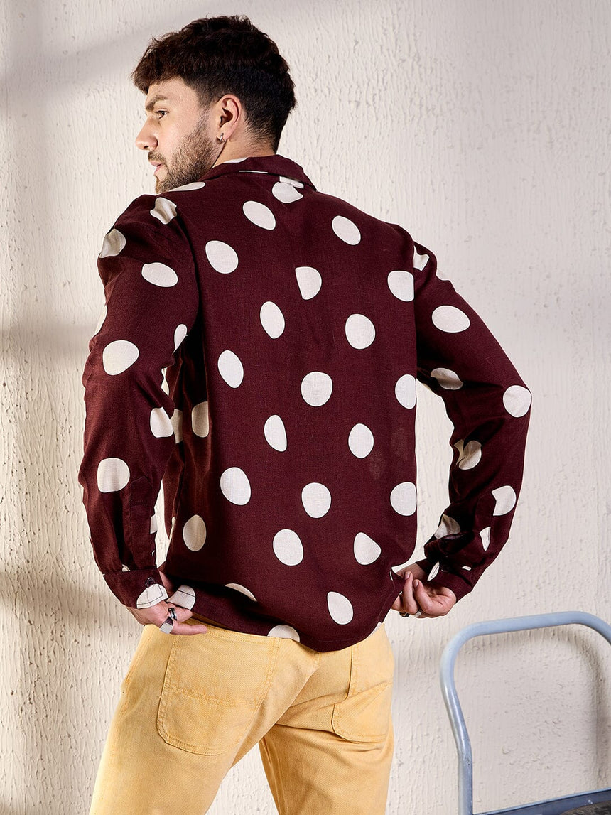 Maroon Polka Cuban Shirt Shirts Fugazee 