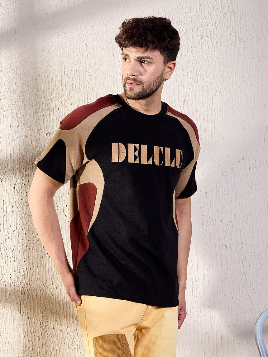 Delulu Cut & Sew Oversized Tshirt T-shirts Fugazee 