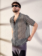 Black & Grey Zig Zag Cuban Shirt Shirts Fugazee 