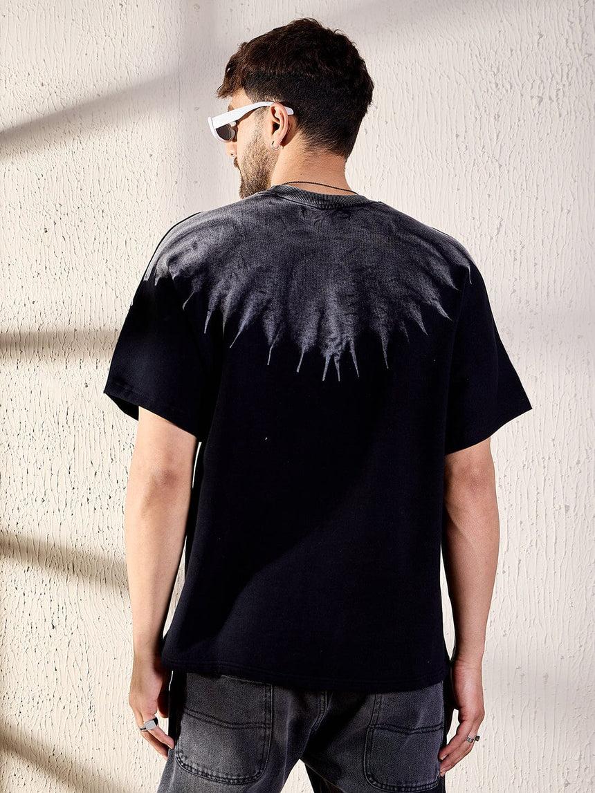 Black Ombre Star Embroidery Oversized Tshirt T-shirts Fugazee 